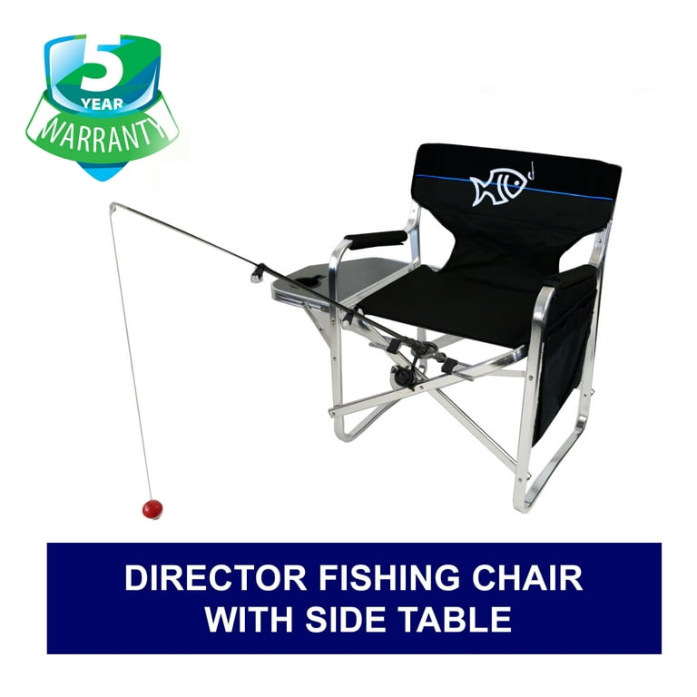 Tuscany Pro Oasis Premium Director Fishing Chair with Rod Holder - Folding  Aluminum Chair with Side Table