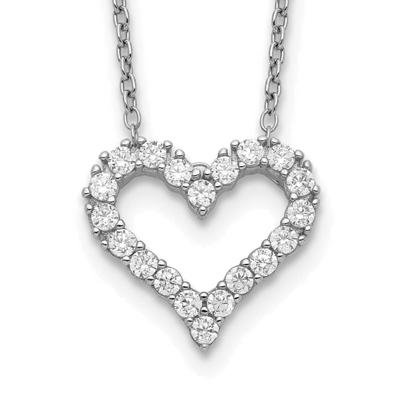 Fine Color Jewels Cubic Zirconia Heart Necklace for Women 925 Sterling Silver Rhodium Plated Heart Style