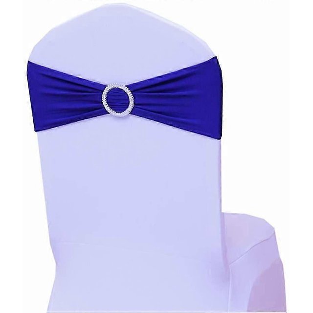 10Pcs Royal Blue Chair Sashes Bows Decorative Elegant Wedding Chair Sashes Spandex Party Chairs