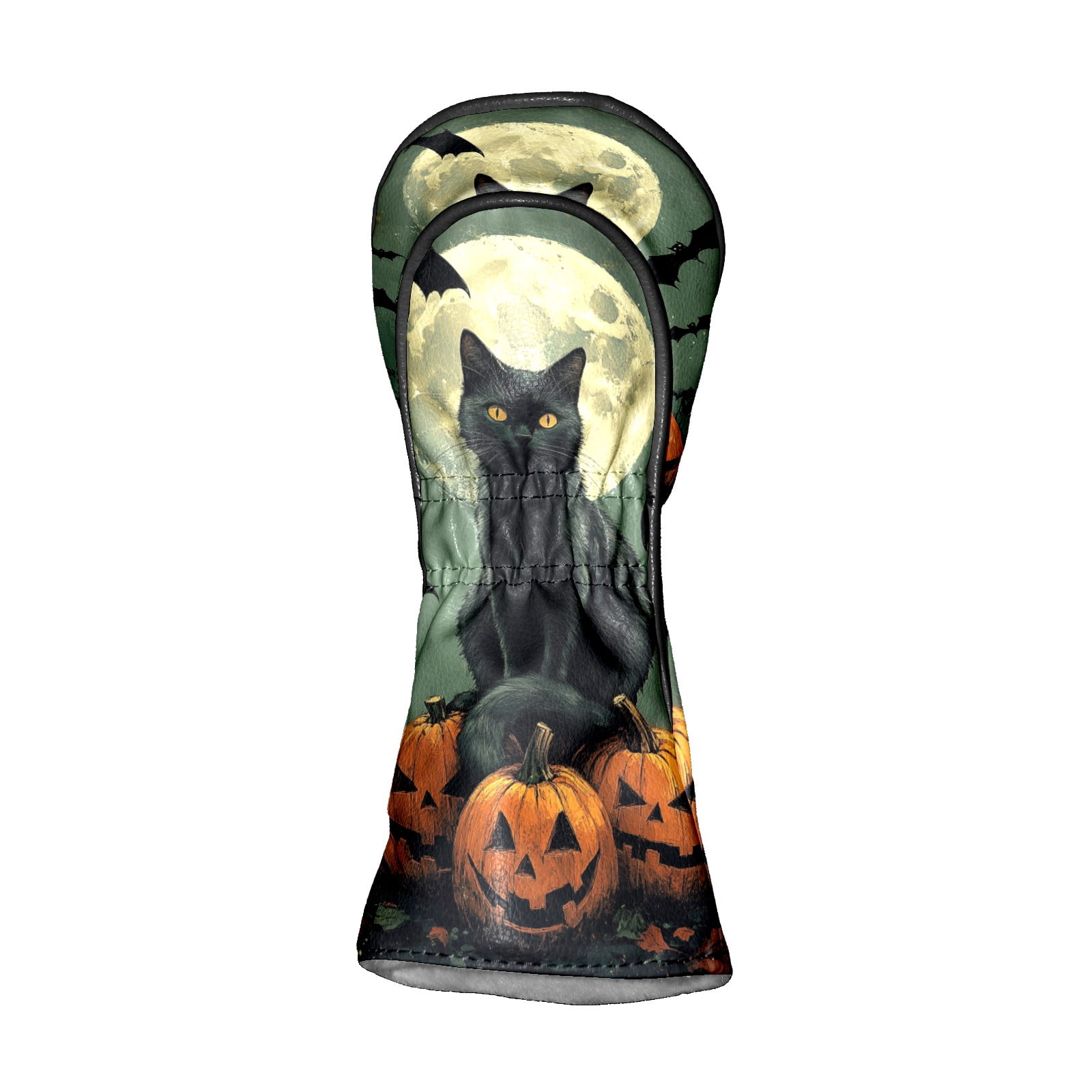 Golf Club Covers PU Leather Waterproof Head Covers for Fairway Woods Hybrids Cat In The Night
