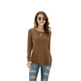 thumbnail image 4 of HOWCOME Fall Long Sleeve Side Split Casual Loose Tunic Womens Blouses, 4 of 5