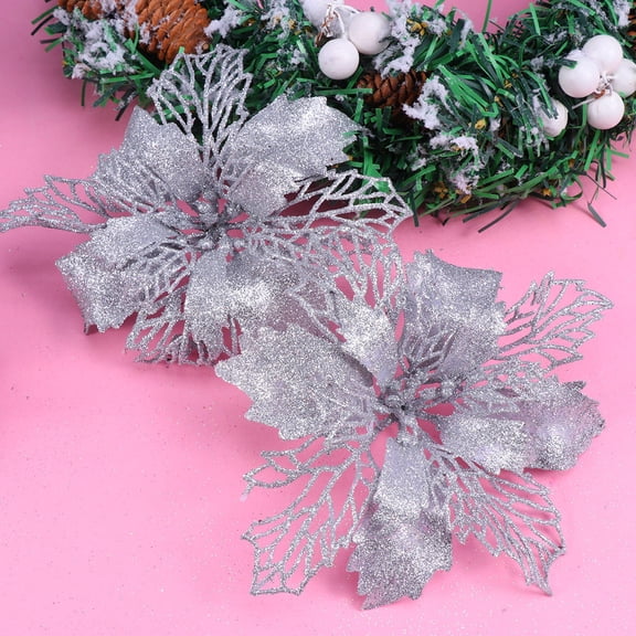 Raindrops 12 Pcs Glitter Poinsettia Flowers Holiday Decorations for and Party Planners