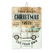 Holiday Time Rustic Black & White Wooden Christmas Sign, 10" x 14"