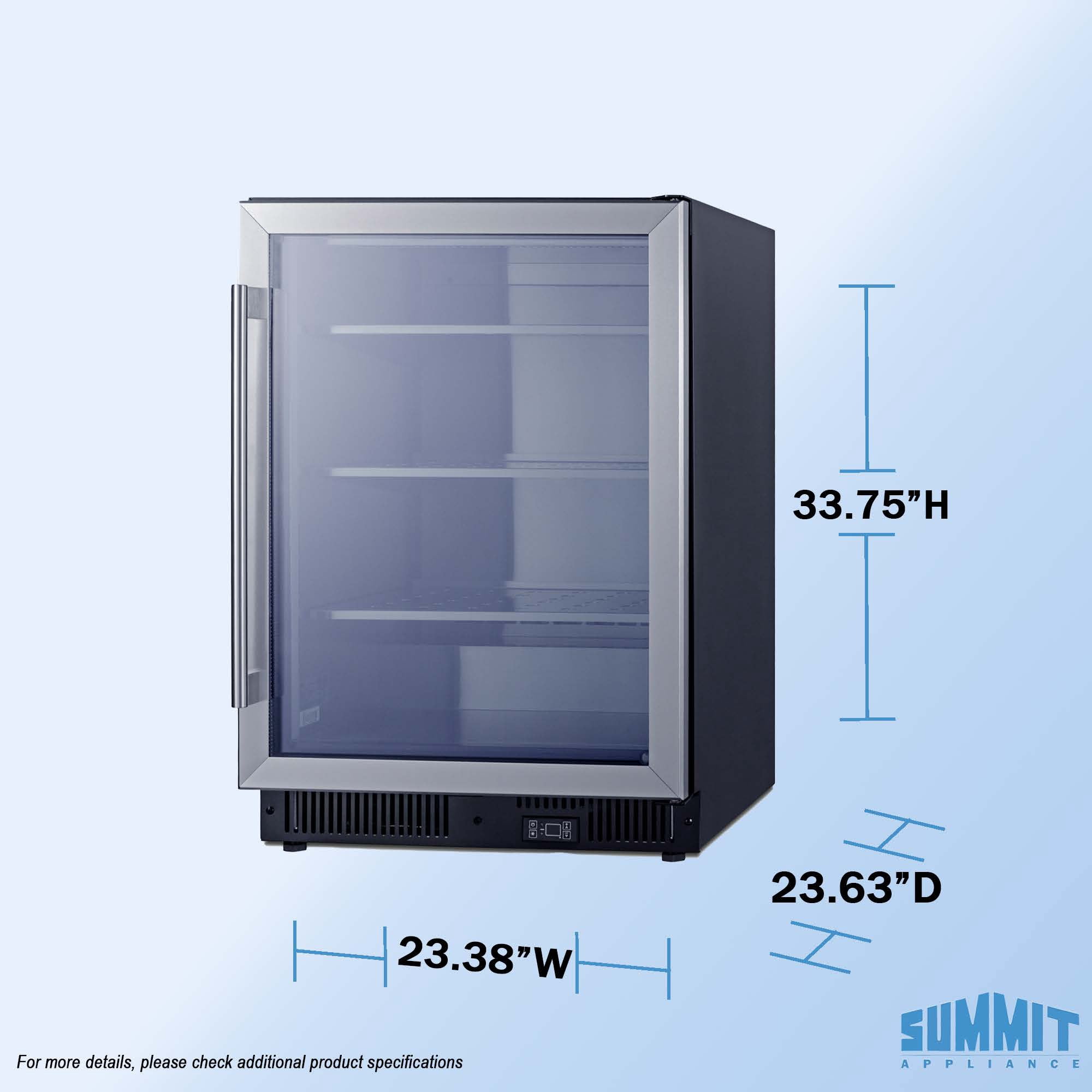 Summit 24 Inch Display Freezer, 5.0 cu.ft. Capacity,, Stainless Steel & Glass - SCF475