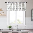 thumbnail image 3 of Small Curtains for Windows, White Solid Embroidered Decor Kitchen Valance 18 Inch Length, Energy Efficient Small Drapes for Living Room, Grey Leaves Vine, Rod Pocket, 3 of 6