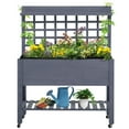 thumbnail image 2 of Outsunny 41" Raised Garden Bed with Trellis On Wheels,Wooden Elevated Planter Box with Legs and Bed Liner,For Flowers,Herbs & Vegetables,Gray,Gray Wood Garden Outdoor Garden Supplies Garden Pots, 2 of 2