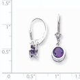 thumbnail image 2 of 14K White Gold 6mm Amethyst Leverback Dangle Earrings, 2 of 4