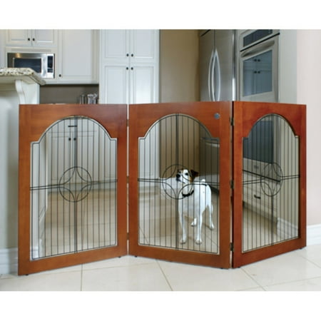 Majestic Pet Products Universal Free-Standing Pet Gate, Cherry Stained