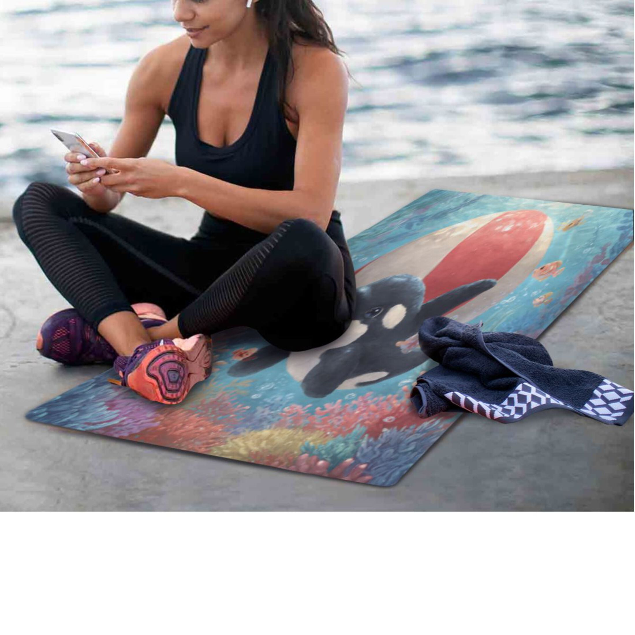 BZSMCE Yoga Mat Women Fitness Mat Coral Orca Fun Pattern