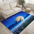 thumbnail image 2 of Area Rugs 3'x5', Starry Sky Carpet Runner Indoor Outdoor Rugs Home Decor Aesthetic, Blue Ocean Night Wildflowers Coastal Pastoral Non Slip Mats Washable Accent Rug for Living Room Bedroom, 2 of 8