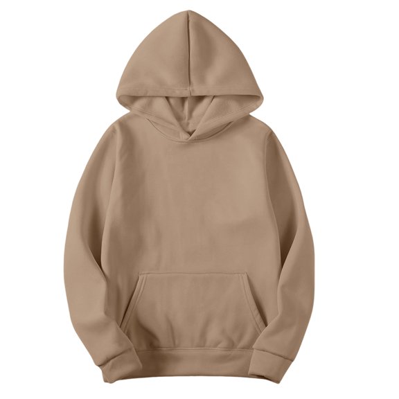 Resicozy Hoodies for Men Sweatshirts Solid Color Hooded Pullover Casual Long Sleeve Tops Fall Winter Fit Top with Pockets Light Brown S