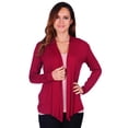 thumbnail image 1 of Simply Ravishing Women's Basic Long Sleeve Hip Length Open Drape Cardigan, Medium, Wine, 1 of 4