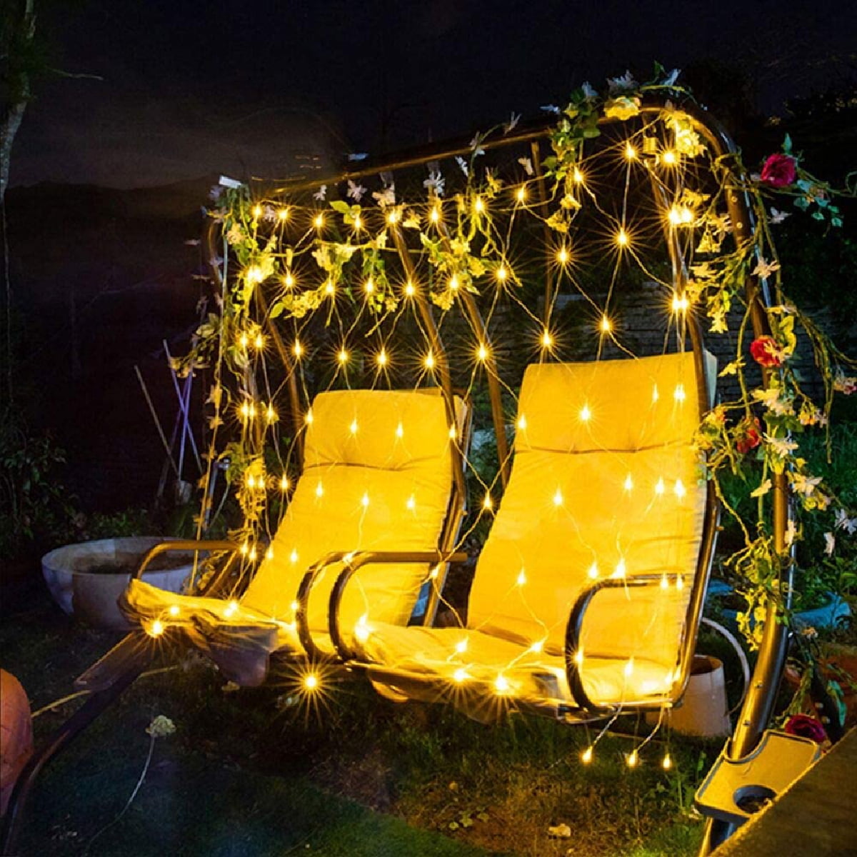 Christmas LED Net Mesh Fairy String Light In/Outdoor Garden Window Curtain Lamp 
