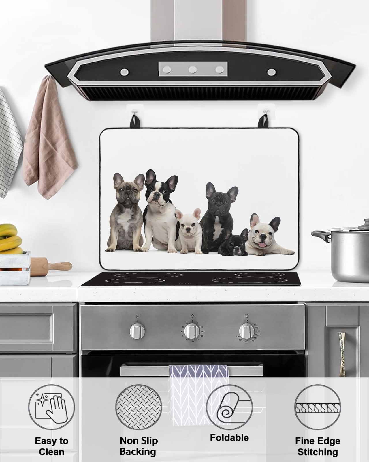 Large Induction Cooktop Protector Mat Dogs Stove Top Covers for Electric Stove, Modern Art Lovely Animals Farmhouse Decorative Stove Burner Cover Mats, Glass Top Stove Cover
