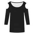 thumbnail image 3 of Summer Tops for Women Sleeve Shirt Medium Sleeve Short Tee Shirt Women Short Raglan Tee Womens Summer Shirts Loose Fit S Tops Womens Hiking Shirts Top Running Long Black XL, 3 of 5