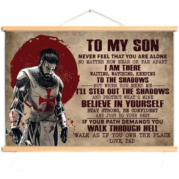 Knights Templar Wall Art Tapestry Posters and Prints Christian Crusaders Canvas Scroll Painting Wall Hanging Flag for Living Room Dormitory Home Decoration 8,Multicolor,40X30 CM