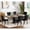 Style1-black & Black, variant on 5 Pieces Faux Marble Dining Table Set for 4, 63"-79" Extendable Dining Room Table and 4 Blue Tufted Chairs Set for 4, Modern Large Expandable Kitchen Table with White Double Columns Base