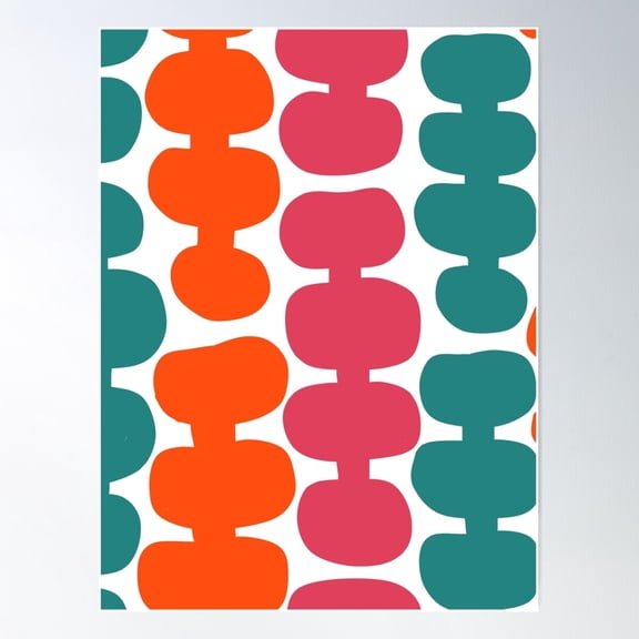 Iconic Mid Century Modern Pattern In Orange, Pink And Green Poster Wall Art, Modern Wall Decor For Living Room Bedroom, 8x12 UNFRAMED