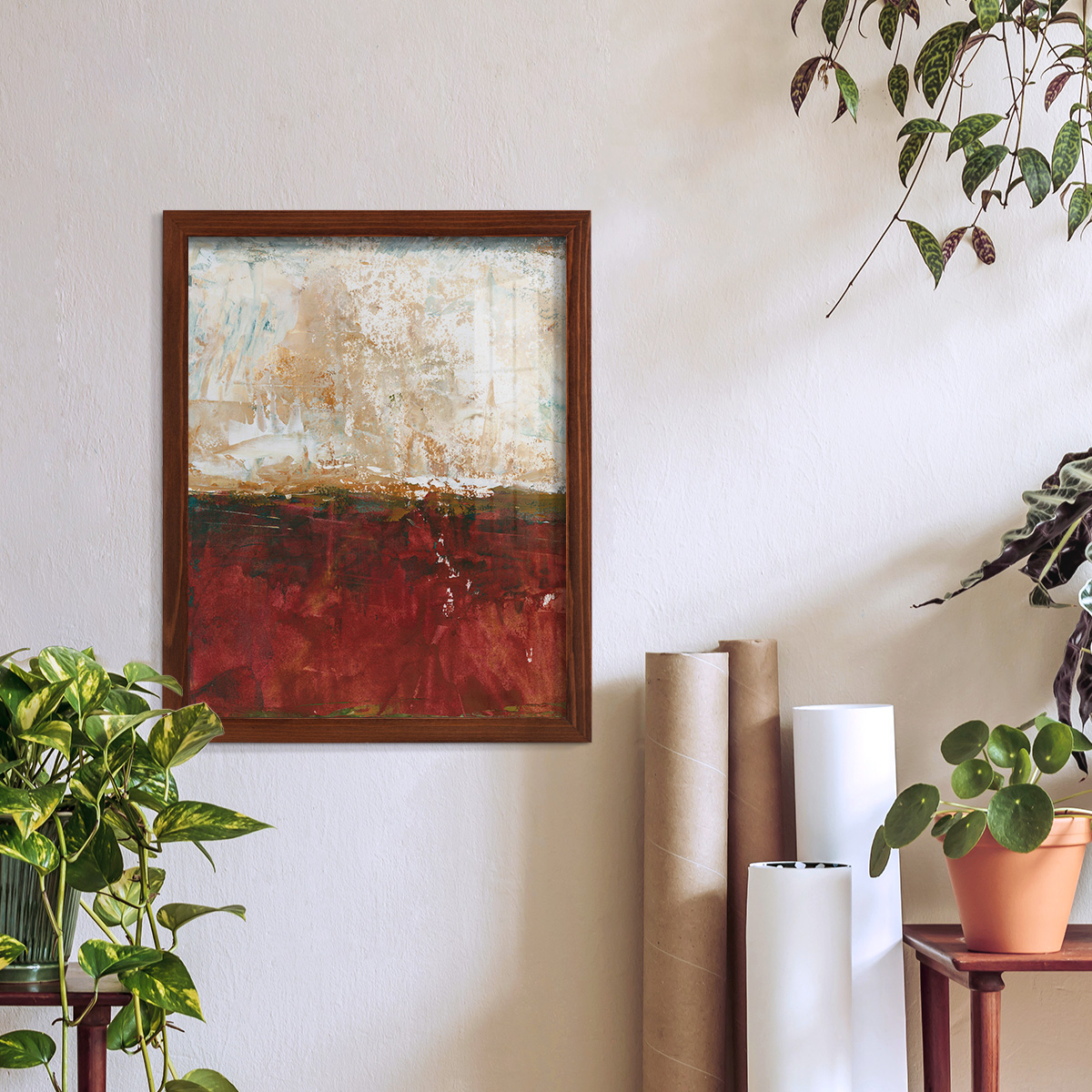 August Horizon I -Framed Print w/glass-Chestnut