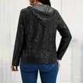 thumbnail image 6 of Sequin Jackets for Women Fall Cardigan Sparkly Full Zipper Long Sleeve Hooded Sweatshirts, 6 of 8