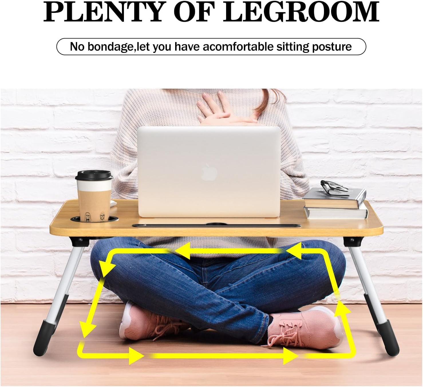 Lap Desk for Laptop - Foldable Laptop Desk for Bed and Couch, Portable and Lightweight Laptop Stand for Bed Breakfast, Working, Reading, and Writing, Wood Lap Table, Large Laptop Tray