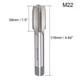 thumbnail image 2 of Uxcell Metric Machine Tap M22 Thread 2.5 Pitch 4 Straight Flute High Speed Steel, 2 of 5