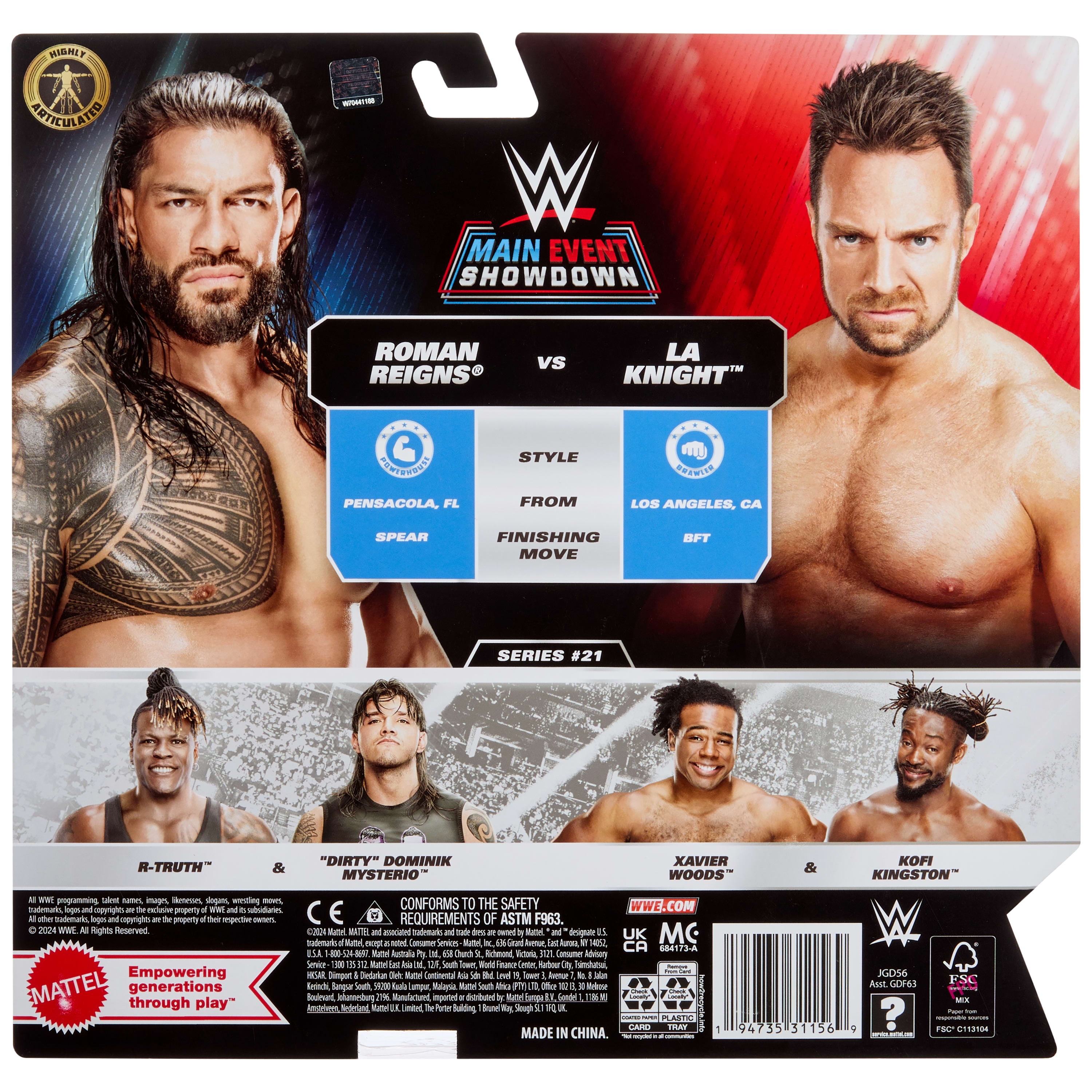 WWE Main Event Showdown Roman Reigns vs LA Knight Action Figures Set, Series #21 6-inch Collectibles
