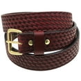 thumbnail image 2 of Men 1 1/2 Burgundy Latigo Leather Belt Basket Weave Embossed Nickel-Free, 2 of 4