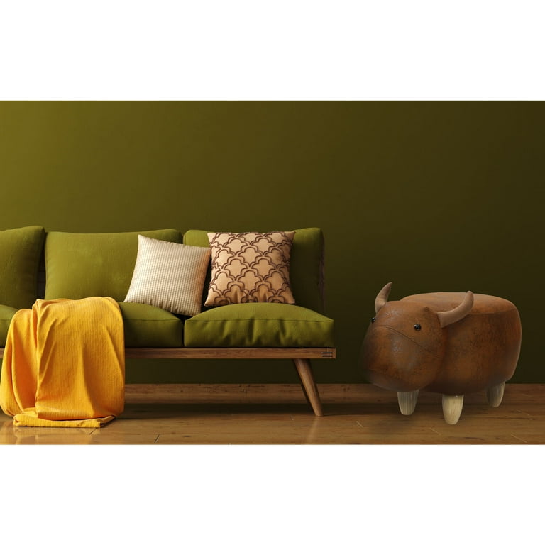 Brown cow ottoman discount
