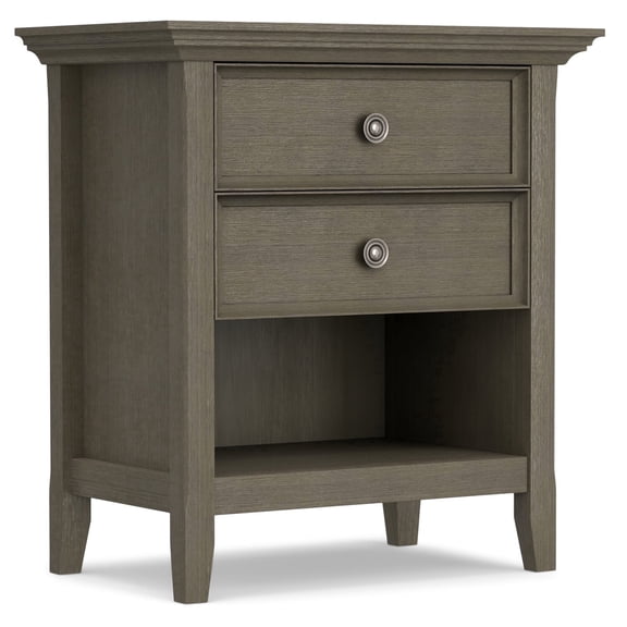 Amherst 24 inch Wide Solid Wood Transitional Bedside Table in Farmhouse Grey