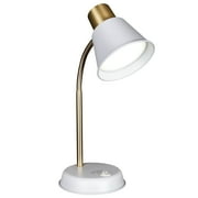 OttLite Beam LED Desk Lamp, Metal Construction in White and Gold, Flexible Neck, Book Light, Table Lamp, Reading Light, Work, Desk Lights for Home Office or Bedside