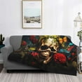 thumbnail image 2 of Yiaed Butterfly Flower Plant Skull Print Blanket Throw Blanket Soft Cozy Flannel Blanket for Home Bed Sofa Couch Chair-80"x60", 2 of 6