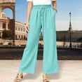 thumbnail image 2 of Resivox Womens Cotton Linen Straight Leg Pants Casual High Waist Nine Inch Trousers Pull On Comfortable Work Dress Pants with Pockets Light Green XL, 2 of 4