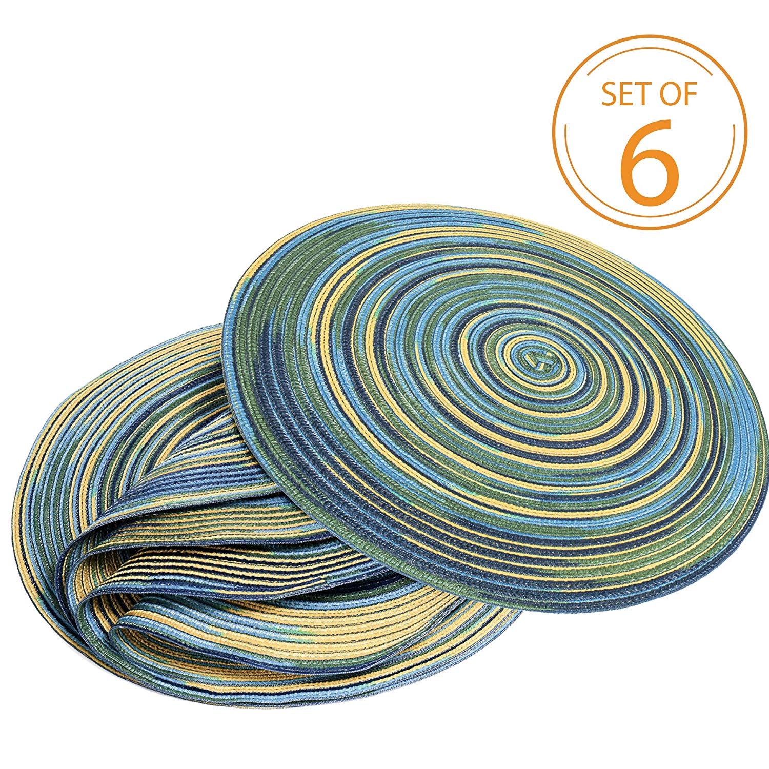 DOZZZ Holiday Placemats 6 Pack Braided Woven Placemats Round Placemats