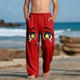 thumbnail image 2 of Red Boys Anime Face Print Sweatpants Kawaii Manga Soft Lounge Pants for Kids Casual Stretchy Bottoms with Pockets Elastic Waistband,Size 4 T, 2 of 9