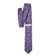 thumbnail image 4 of Jacob Alexander Men's Woven Floral Pattern Slim 2.5 inch Width Neck Tie - Purple Black, 4 of 7