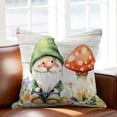 thumbnail image 2 of Spring Green Gnome Throw Pillow Cover Red Mushroom Flowers Wood Grain Pastoral Cotton Linen Cushion Cover Throw Pillow Case with Invisible Zipper for Couch Sofa Bed Chair Car 24x24 Inch, 2 of 9