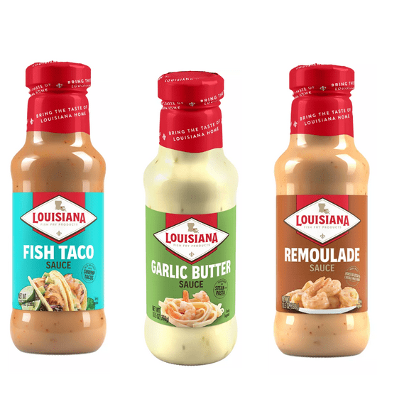Louisiana Fish Fry Products Fish Taco Sauce, 10.5 oz&Louisiana Fish Fry Products Garlic Butter Sauce, 10.5 oz&Louisiana Fish Fry Products Remoulade Sauce, 10.5 oz