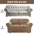 thumbnail image 5 of SHANNA Thick Velvet Plush 3 Piece Stretch Sofa Covers Couch Covers for 2 Cushion Couch Non-slip Loveseat Covers (Base Cover +2 Individual Cushion Covers), Leather Color, 5 of 17
