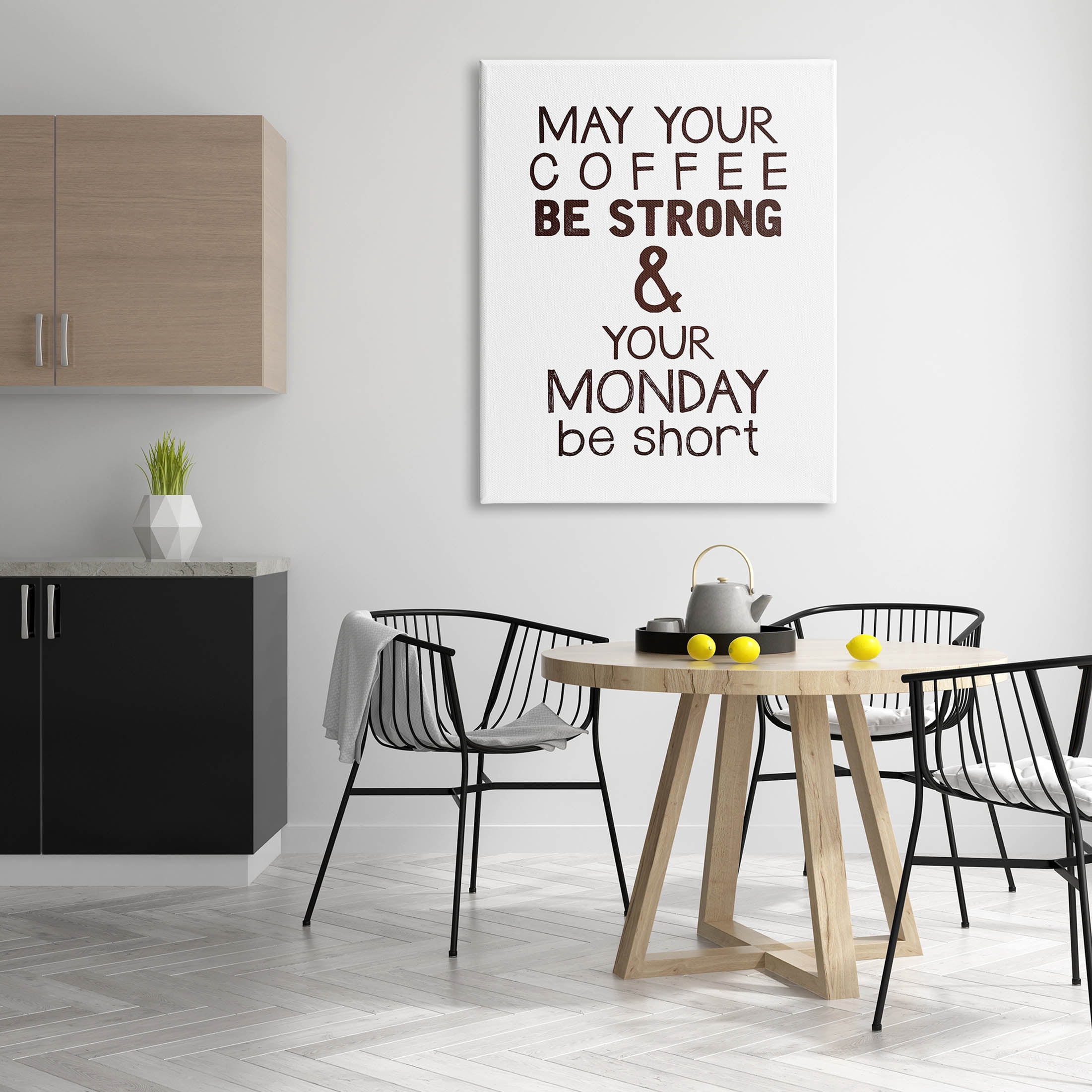 Stupell Industries Strong Coffee & Short Monday Funny Graphic Art Gallery Wrapped Canvas Print Wall Art, Design by K. Kaufman