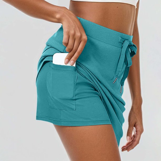 MKLEKYY Falda Pantalón Corta de Mezclilla para Mujer, Faldas de Verano para Mujer, Falda con Cordón, Pantalones Cortos Incorporados con Bolsillos, conjuntos de Tenis
