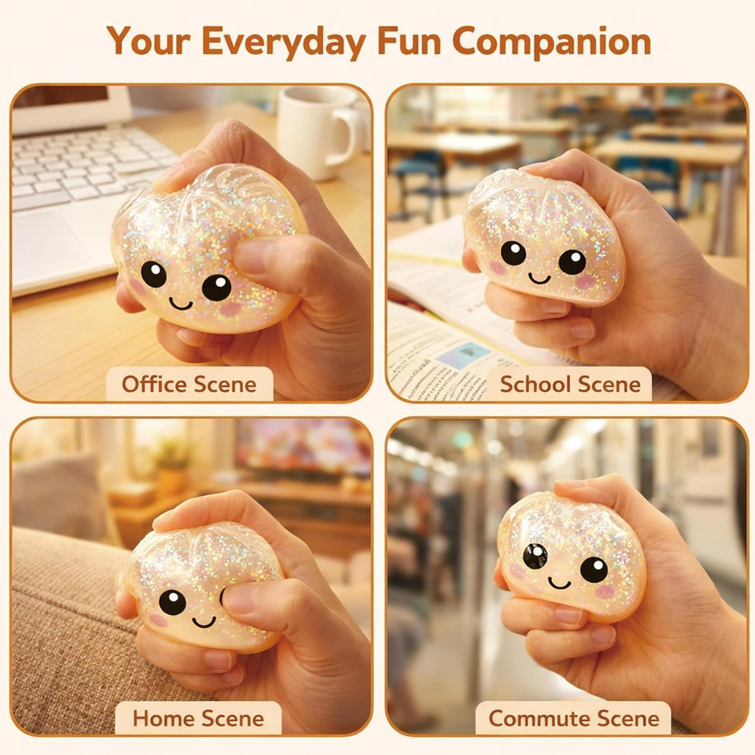 Squeeze Dough Ball Stress Relief Hand Toys - Random Dumpling Squishy Toy , 10 Colors Dumplings Squishy Toy, More Surprises(Random Color)