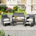 thumbnail image 1 of Costway 6PCS Patio Furniture Set Outdoor Sectional Conversation PE Rattan Sofa Set White, 1 of 10