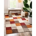 thumbnail image 2 of Unique Loom Tapis d'Automne à Carreaux 8' x 10' Rectangulaire Multi/Beige, 2 of 10