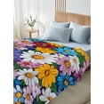 thumbnail image 4 of Colorful Spring Floral King Size Flat Sheet, Wrinkleproof & Fadeproof Cooling Flat Bed Sheet Only, Modern Oil Painting Flowers Breathable Soft Bedding Top Sheets 105 x 98 Inches, 4 of 8