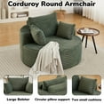 thumbnail image 4 of Aukfa 50" Oversized Corduroy Round Sofa Chair, Modern Deep Seat Chaise Lounge Chair Indoor with Pillows, No Assembly Required, Green, 4 of 8
