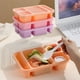thumbnail image 5 of Juego de cajas de fiambreras de plástico de plástico dividido de 3 | 4 compartimentos, a prueba de fugas, apta para microondas, multicolor | 850ml cada una • Recipientes portátiles y apilables para, 5 of 7