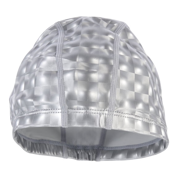 NICEXMAS PU Elastic Swimming Cap Silver Color Unisex Protector for Swimming
