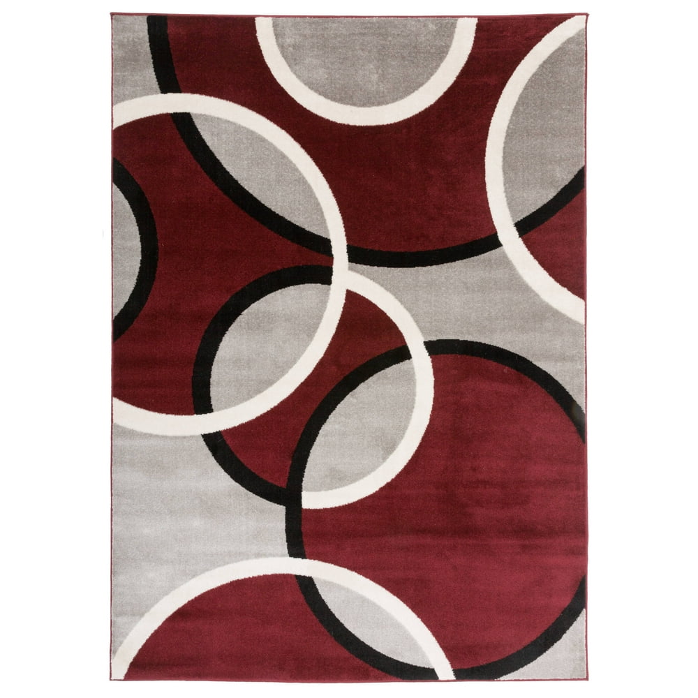 Contemporary Abstract Circles Area Rug 7' 10" x 10'2" Red