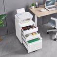 thumbnail image 2 of Mobile File Cabinet with 3 Drawers, Under Desk Metal Filing Cabinet on Wheels, Storage Cabinet with Lock for Legal/Letter/A4 Files, Fully Assembled, White, D8949, 2 of 12